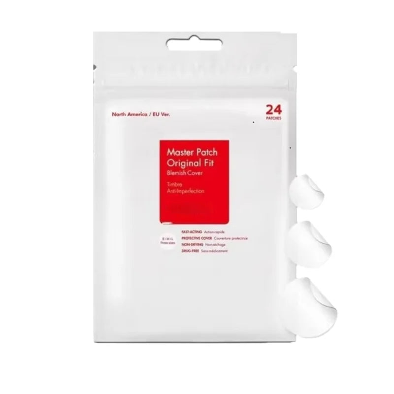 24-Piece Hydrocolloid Acne Patches - Invisible Pimple Spot Stickers in S/M/L Sizes for Face and Body Blemish Coverage