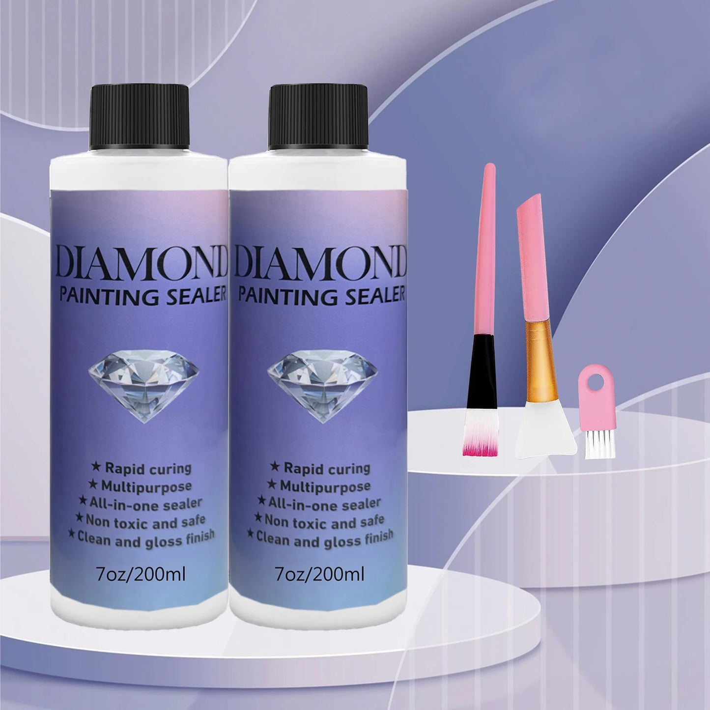 Diamond Painting Sealer Glue with Brushes — 60ML/120ML/200ML Permanent Hold & Shine Puzzle Coating Set