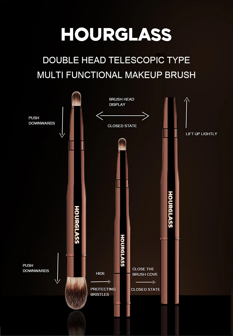 Hourglass No.28 Double-Head Retractable Makeup Brush – Multifunctional Concealer & Highlighter Face Brush