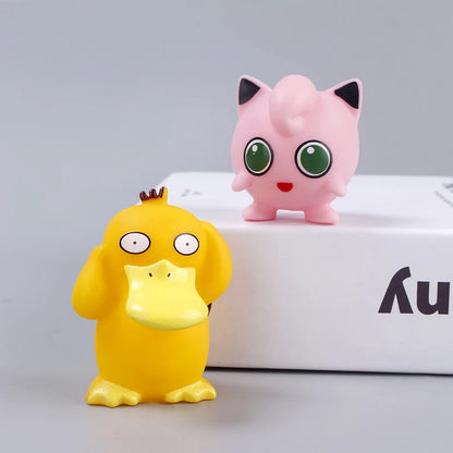 6PCS Pokémon Anime Figure Set – Pikachu, Charmander, Psyduck, Squirtle, Jigglypuff & Bulbasaur Kawaii Collectible Toys for Kids