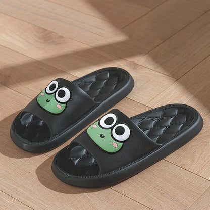Summer Cartoon Frog Beach Slides – Anti-Slip Bathroom & Home Flip Flops, Soft Comfortable Sandals