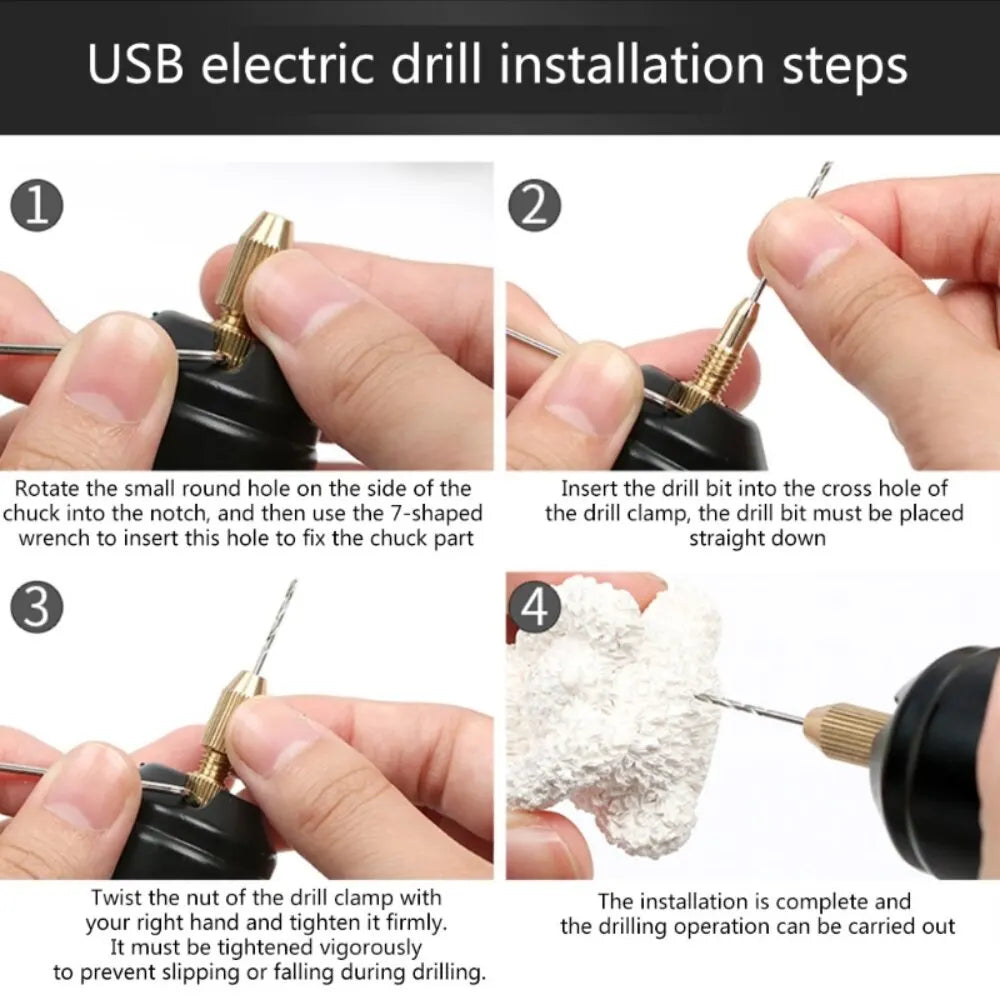 Handheld Mini Electric Drill: USB Electric Drill Tools for Epoxy Resin Jewelry Making and Wood Craft Engraving - DIY Pen Tool