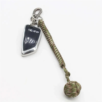 Monkey Fist Steel Ball Keychain – Self-Defense Survival Lanyard with Braided Rope for Outdoor Safety