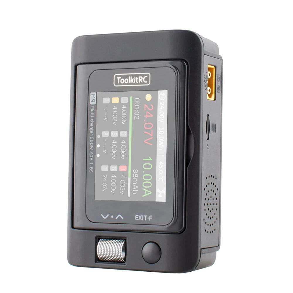 ToolkitRC M9 600W 20A Smart USB Fast Charger - Adjustable Screen Angle with Audio Function for 1-8S LiPo LiFe Batteries