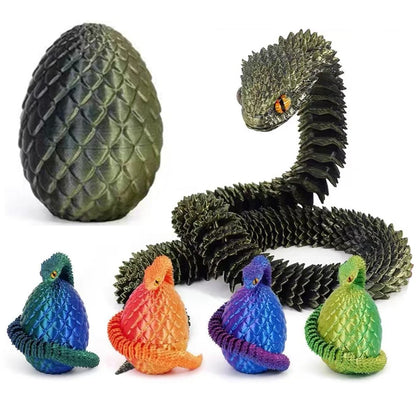 3D Printed Snake Egg Mold – Creative Decompression Rotatable Articulated Snake Desktop Ornament & Realistic Animal Toy for Kids