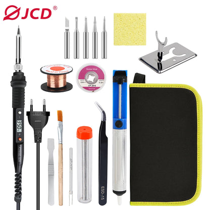 JCD Electric Soldering Iron - 60W/80W Adjustable Temperature Digital Display Welding Repair Tool Kit