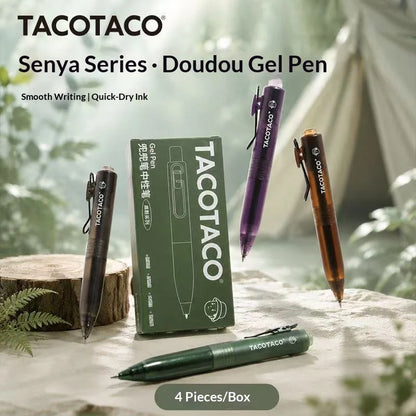TACOTACO Forest Series Gel Pens - 4-Piece 0.5mm Quick-Dry Black Ink Retractable Pens