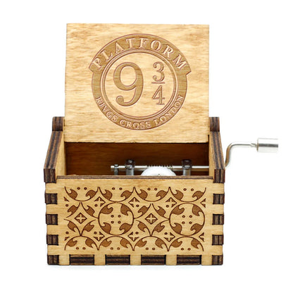 Hand-Cranked Wooden Music Box - Vintage Carved Musical Keepsake for Christmas, Birthdays, and Special Gifts