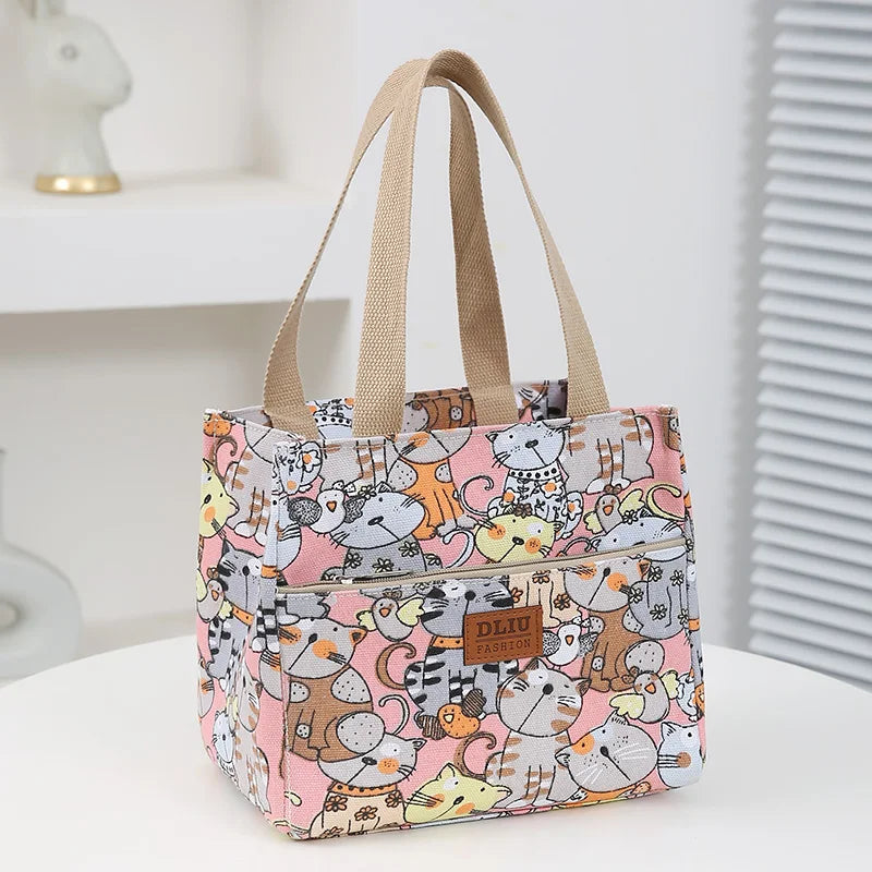 Cute Cartoon Insulated Lunch Bag – Large Capacity Bento Cooler for School, Work & Travel