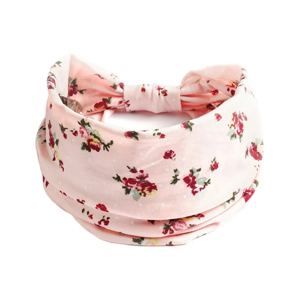 Bohemian Wide Cotton Stretch Headband for Women – Turban Headwrap, Bandage Hairband, Bandana Hair Accessories