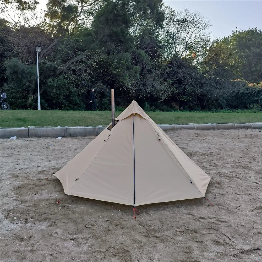 Camping Hot Tent with Chimney Window - Ultralight Tipi Teepee Pyramid, Double Layer Bushcraft Tent for 1 Person