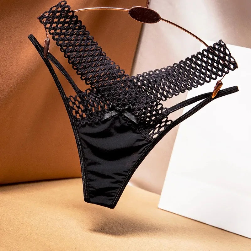 Women’s Ice Silk Thong Panties - Low Waist Cross-Cut Sexy Lingerie