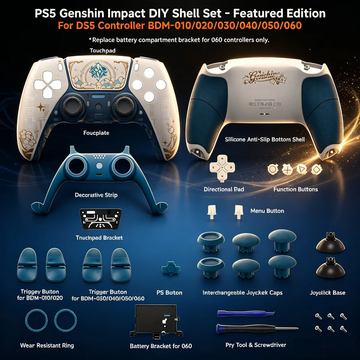 PS5 Controller Shell Set - Pattern Replacement Housing Compatible with BMD-010 to BMD-060 Models