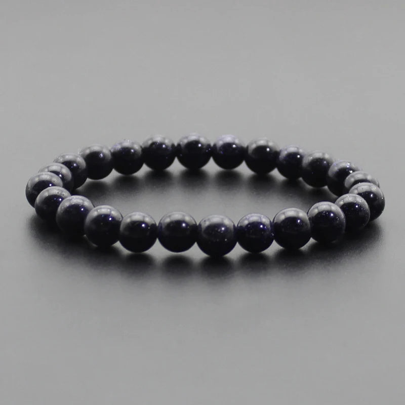 8mm Natural Stone Beaded Bracelet - Black Onyx Lava Tiger Eye Agate Quartz Chakra Yoga Energy Jewelry for Men & Women