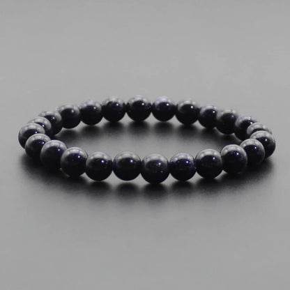 8mm Natural Stone Beaded Bracelet - Black Onyx Lava Tiger Eye Agate Quartz Chakra Yoga Energy Jewelry for Men & Women