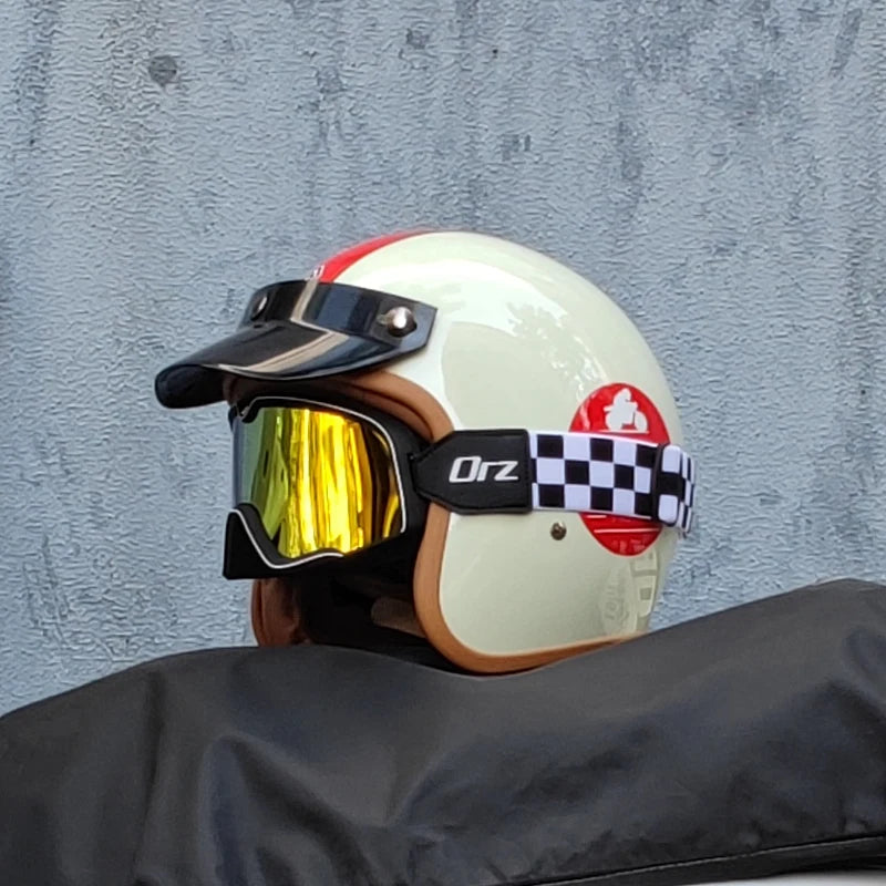 Retro 3/4 Semi-Open Motorcycle Helmet — Cross-Country Winter Riding Accessories