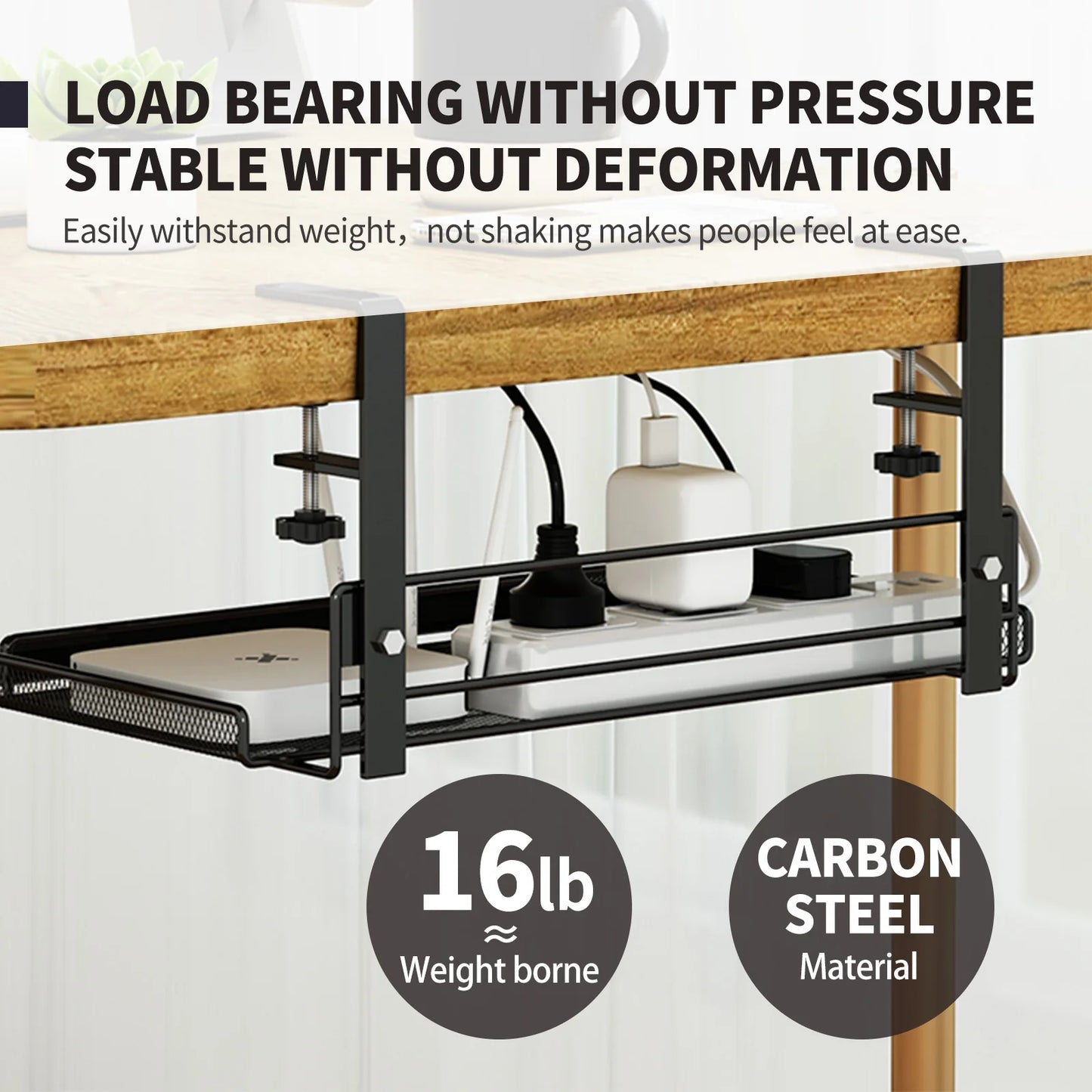 Under Desk Storage Rack Organizer – Hanging Office Basket Shelf, Workstation Partition Storage Solution for Office Desk Accessories & Space Saving Organization