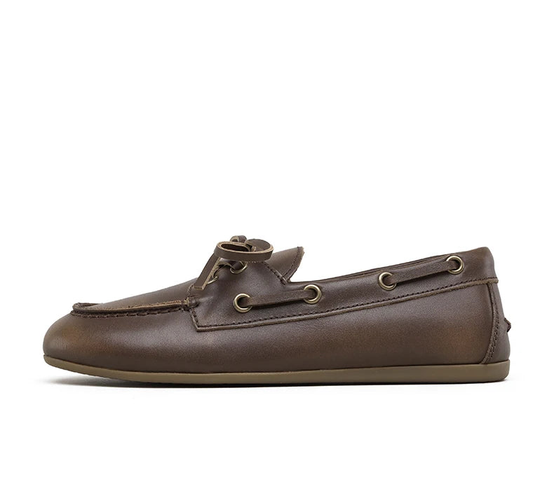 Smile Circle Women’s Genuine Leather Boat Shoes – Lace-Up Moccasins, Flat Casual Loafers