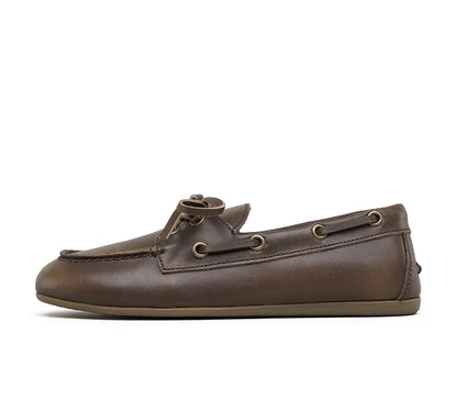 Smile Circle Women’s Genuine Leather Boat Shoes – Lace-Up Moccasins, Flat Casual Loafers