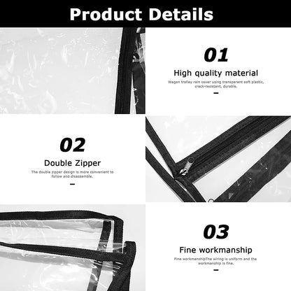 Waterproof PVC Rain Cover for Camping Trolley Folding Garden Picnic Wagon Stroller 91x51x74cm
