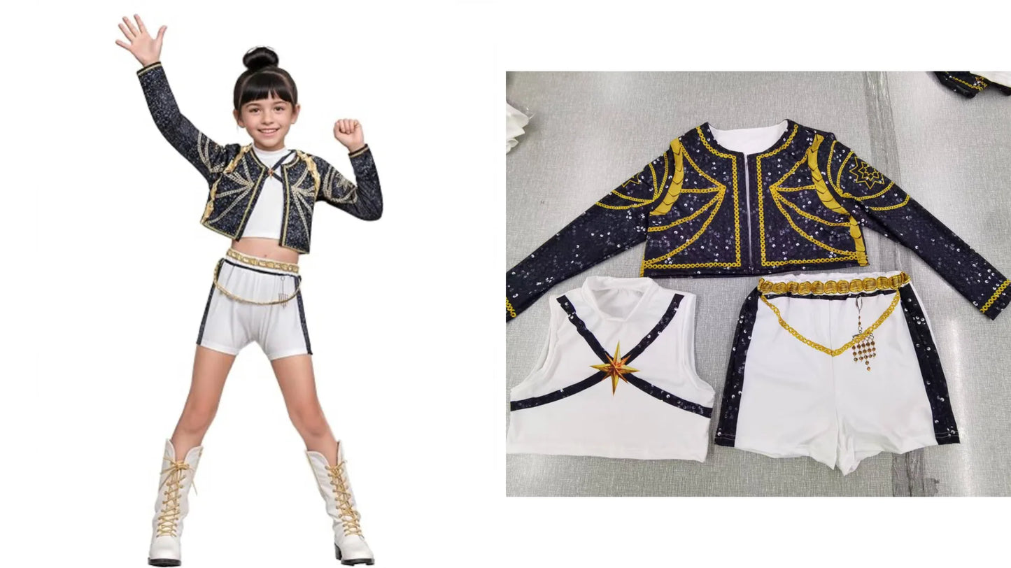 Girls Zoey Rumi Cosplay Costume – Kids Mira Outfit for Stage Performance, Halloween & Animated Movie Dress-Up