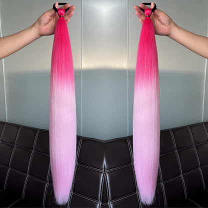 2Pcs Purple Synthetic Ponytail Extensions – Long Straight Hair Accessories with Rubber Bands for Women & Halloween