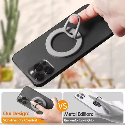Universal Magnetic Silicone Phone Ring Holder - Strong Magnetic Circular Grip and Stand for iPhone 17, 16, and 15