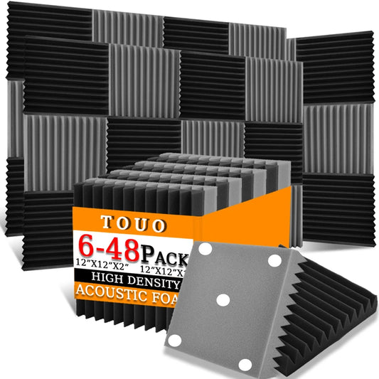 TOUO Acoustic Foam Panels - Sound Absorbing Wall Tiles for Studio Recording, Home Theater & Noise Reduction Treatment