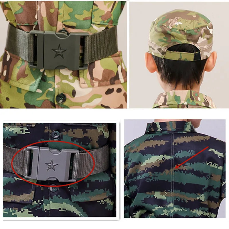Kids Soldier Costume – Army Camouflage Party Outfit for Boys with Pistol, Compass & Whistle
