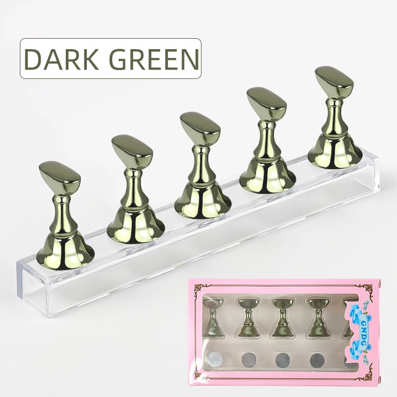 5PCS Magnetic Nail Tip Holders - Crystal Base False Nail Practice & Nail Art Display Stand