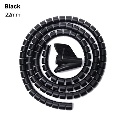 2M Spiral Cable Protector — Wire Organizer Tube for Computer Cords, Cable Management Clip, 10/16/22/28/32mm