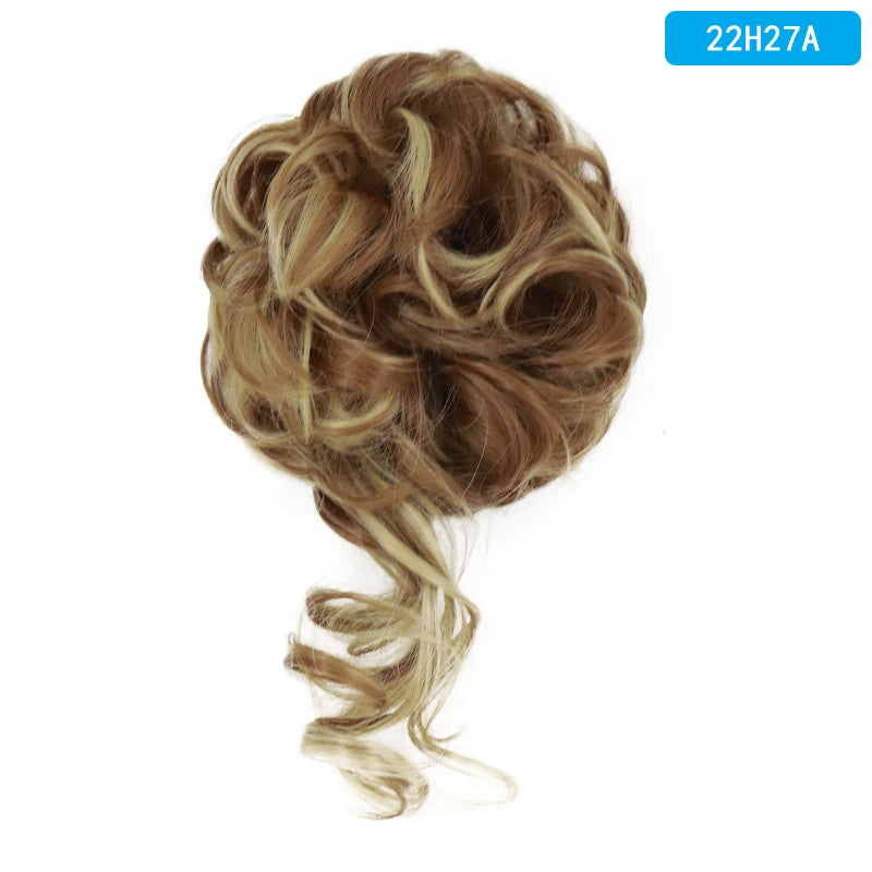 AZQUEEN Messy Bun Hair Extension – Synthetic Curly Wave Chignon Scrunchie, Elastic Band Updo Hairpiece for Women