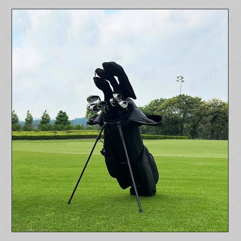 PLAYEAGLE Golf Stand Bag — Lightweight PU Leather Golf Bag with Stand, Multifunctional Golf Rack Bag for Men