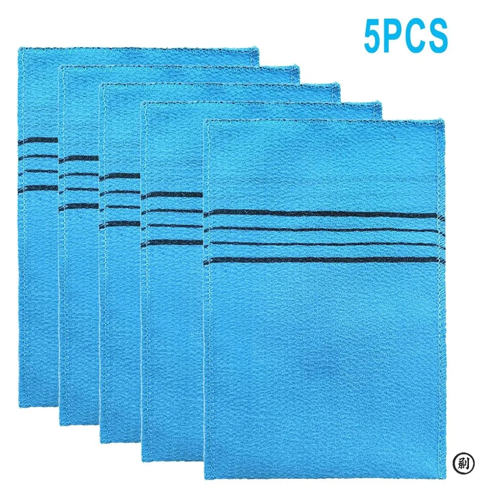 5-Piece Exfoliating Bath Pad Set — Soft Korean & Italian Style Washcloths for Body Scrub, Shower, and Spa Use