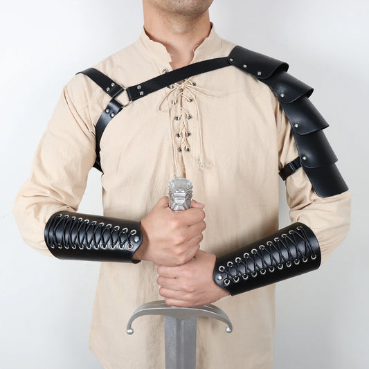 Medieval Viking Sword Belt Pouch – Retro Embossed Arm Guards for Knight Costume & Cosplay Accessories