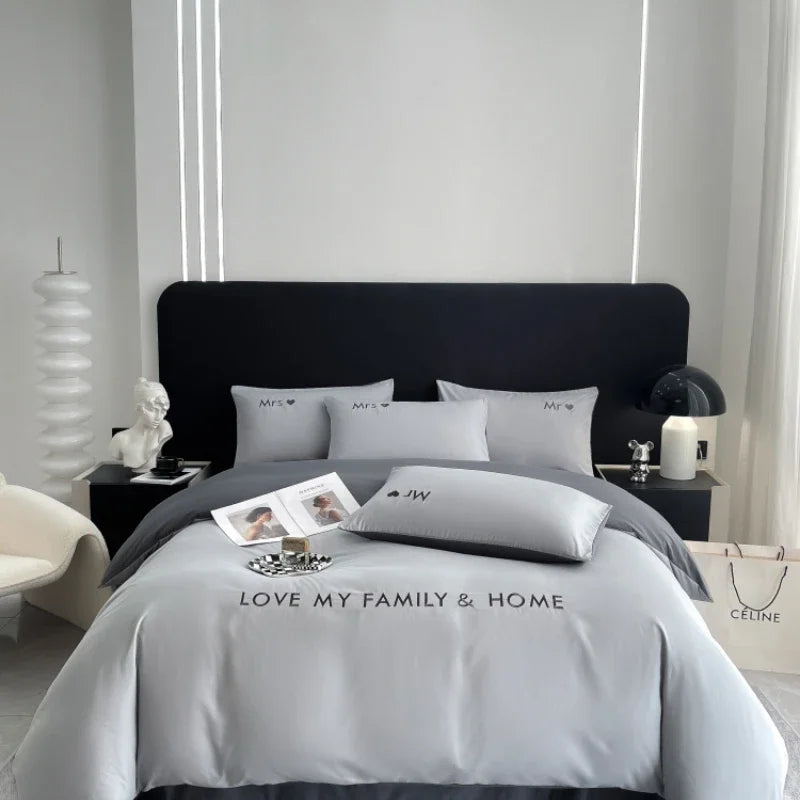 Nordic Luxury Egyptian Cotton Bedding Set - King, Queen, Double, Twin Size with Sheet, Duvet Cover & Pillowcases