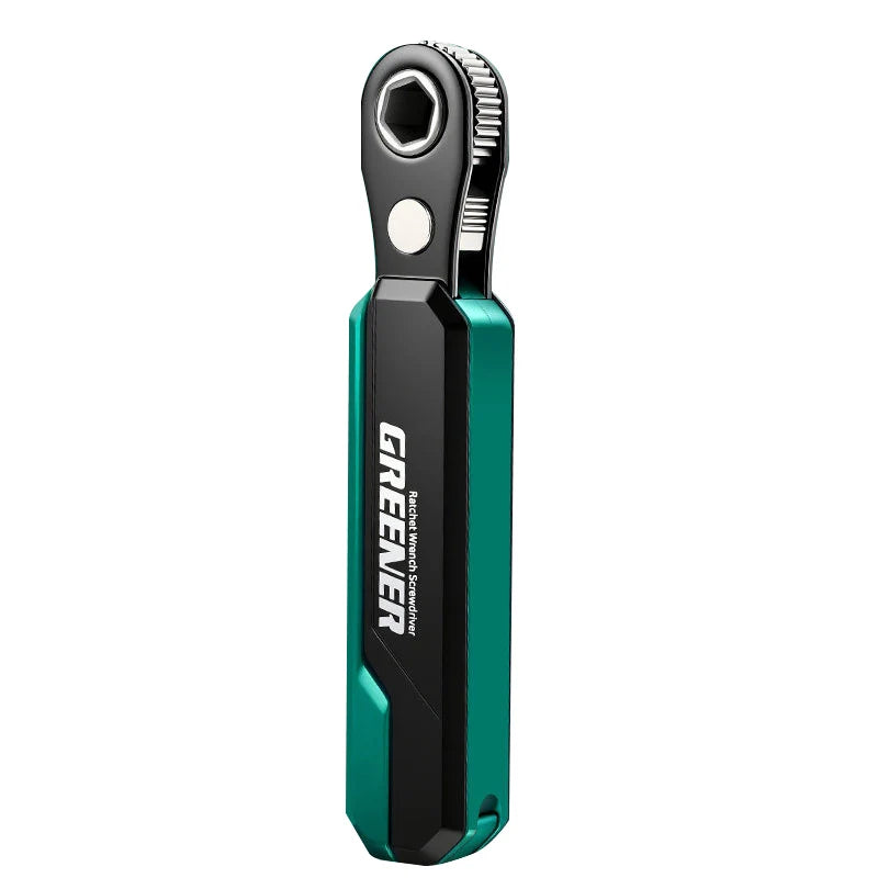 GREENER 72-Tooth Reversible Ratchet Wrench - 1/4-Inch Hex Drive Quick-Release CR-V Steel Tool for Auto & Home Repair