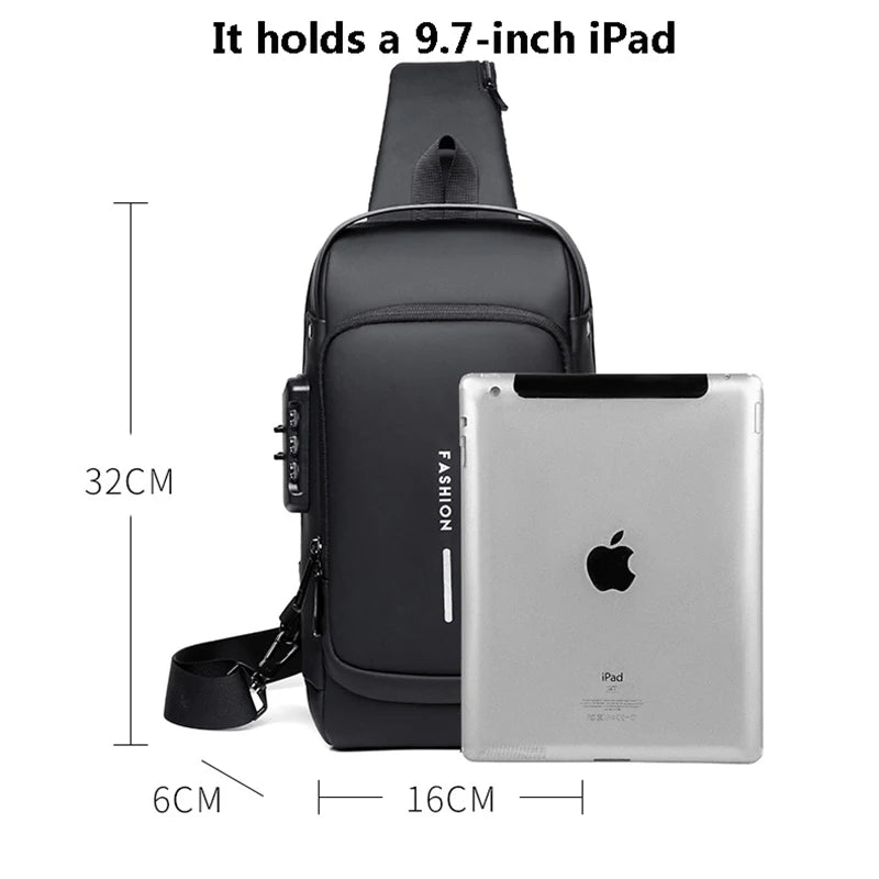 Anti-theft USB Shoulder Bag: Men's Multifunction Crossbody Travel Sling - Secure Messenger Pack for Male Adventure
