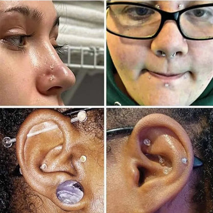 10/60PCS Clear Acrylic Body Jewelry – Transparent Lip, Ear, Nose, Tongue, Eyebrow & Belly Rings