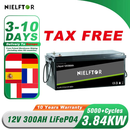 12V 24V 48V LiFePO4 Lithium Iron Phosphate Battery – 100Ah, 200Ah, 300Ah with Built-in BMS for Solar & Boats