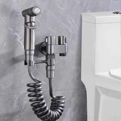 Stainless Steel Handheld Bidet Sprayer – Hygienic Toilet Faucet with Shower Head & Double Outlet Design