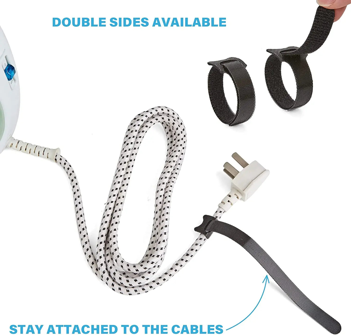 50-Pack Releasable Cable Organizer Ties: Nylon Mouse Earphones Wire Management - Reusable Loop Hoop Tape Straps, Cable Tie