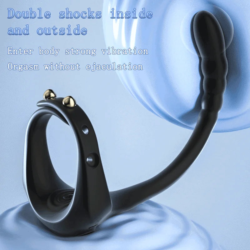 Adjustable Vibrating Penis Ring – Delayed Ejaculation, Enlargement, Prostate & Anal Massage Adult Male Sex Toy