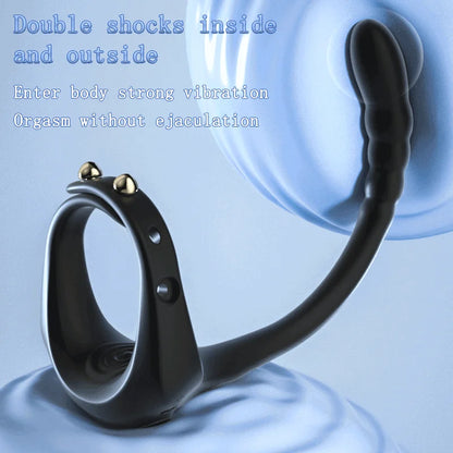 Adjustable Vibrating Penis Ring – Delayed Ejaculation, Enlargement, Prostate & Anal Massage Adult Male Sex Toy