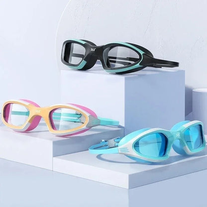 Professional HD Swimming Goggles with Anti-Fog and Waterproof Silicone Cap - Racing Sports Gear for Men and Women