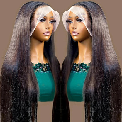 HD 360 Full Lace Wig – 36 Inch Bone Straight Pre-Plucked 13x6 Human Hair Lace Frontal Wig for Women