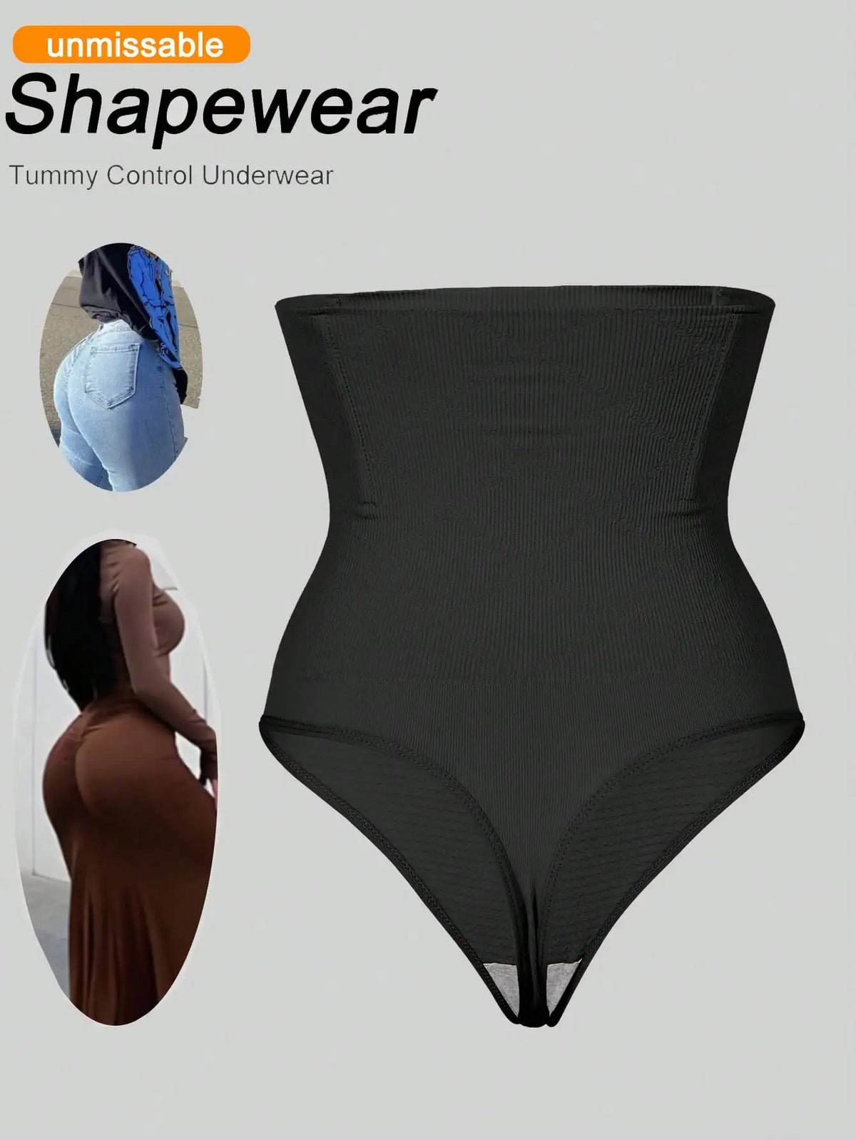 High-Waist Seamless Shaping Thongs - Women’s Tummy Control Underwear with Butt-Lifting and Belly-Smoothing Fit