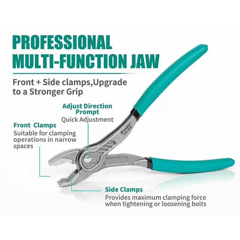 Pro’sKit PN-808 8-Inch Multifunctional Pliers - Adjustable Water Pump, Pipe & Groove Joint Pliers