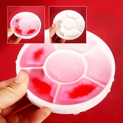 Imitation Porcelain Round Paint Palette with Lid – White Acrylic & Watercolor Tray for Artists