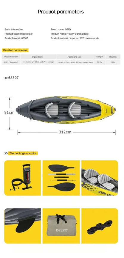 INTEX 68307 Inflatable Boat – Single/Double Drifting Raft for Kayak, Outdoor Fishing & Water Sports
